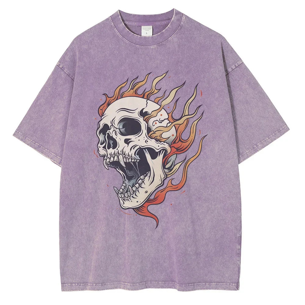 "Fiamma Nera" – Flame Skull Cotton Tee By Enzo Bellari®