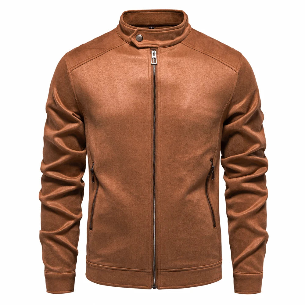 "Aria Serenata" – Stand Collar Suede Leather Jacket By Enzo Bellari®