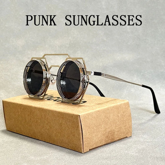 "Luna Dorata" – Metal Steampunk Round Sunglasses By Enzo Bellari®