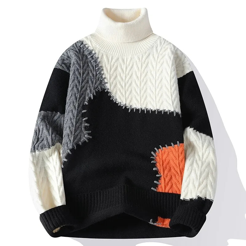 "Luna Dorata" – Patchwork Turtleneck Sweater By Enzo Bellari®