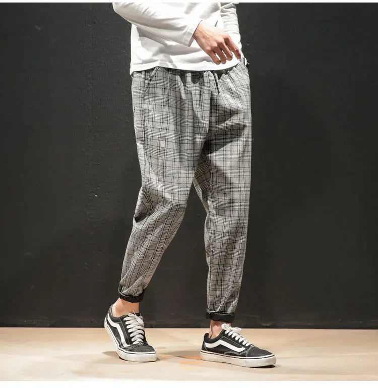 "Vento Lieve" – Japanese Plaid Joggers By Enzo Bellari®