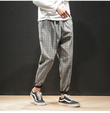 "Vento Lieve" – Japanese Plaid Joggers By Enzo Bellari®