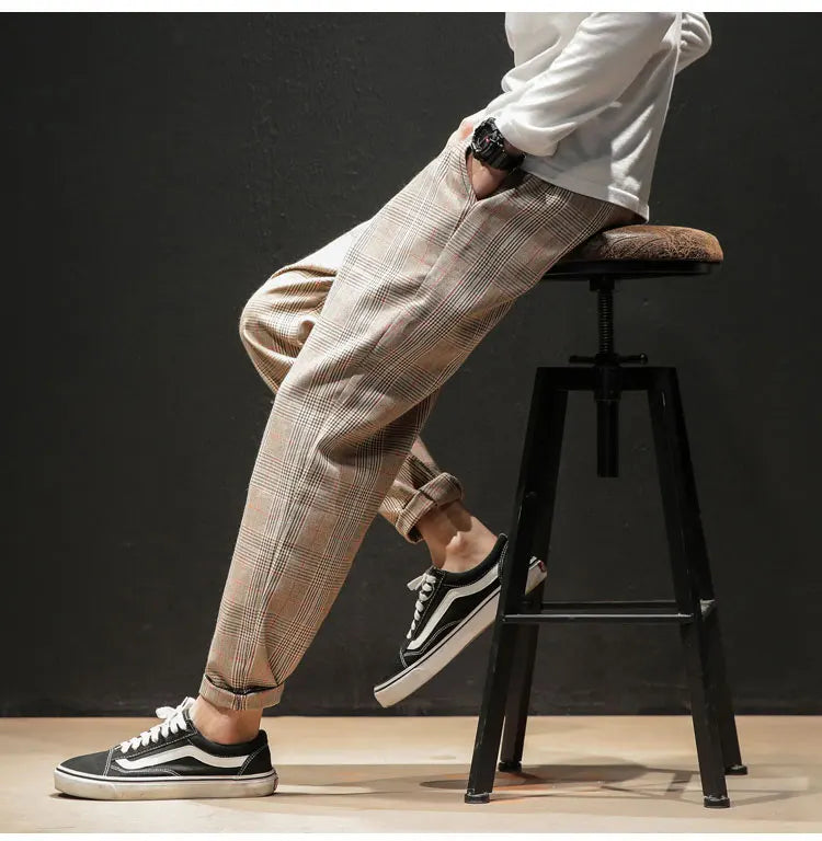 "Vento Lieve" – Japanese Plaid Joggers By Enzo Bellari®