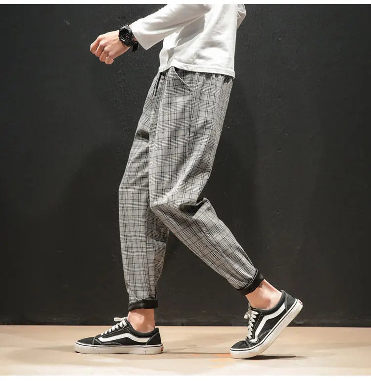 "Vento Lieve" – Japanese Plaid Joggers By Enzo Bellari®