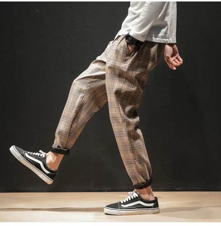 "Vento Lieve" – Japanese Plaid Joggers By Enzo Bellari®