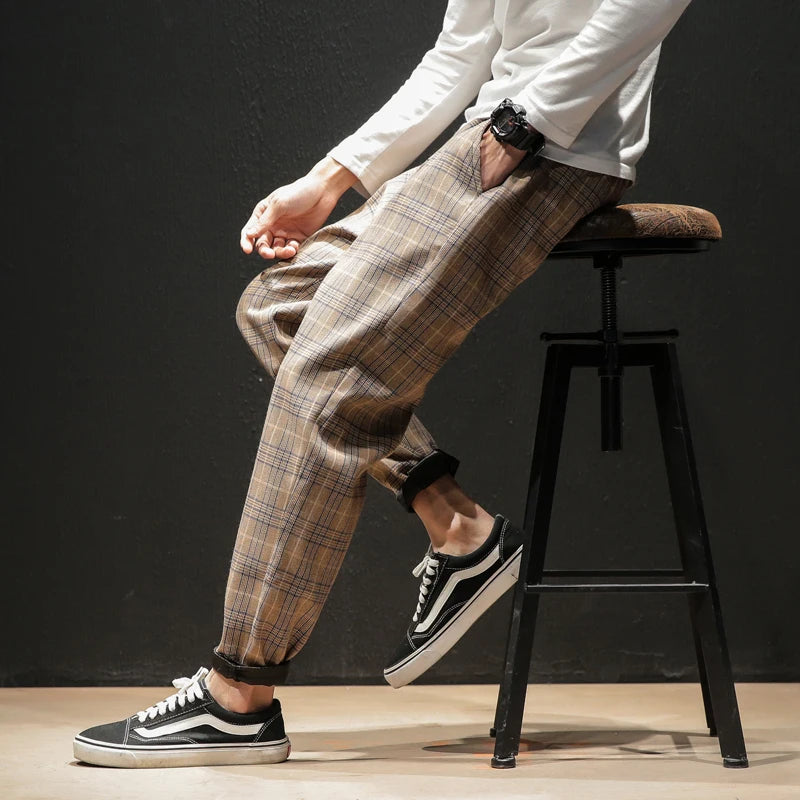 "Vento Lieve" – Japanese Plaid Joggers By Enzo Bellari®