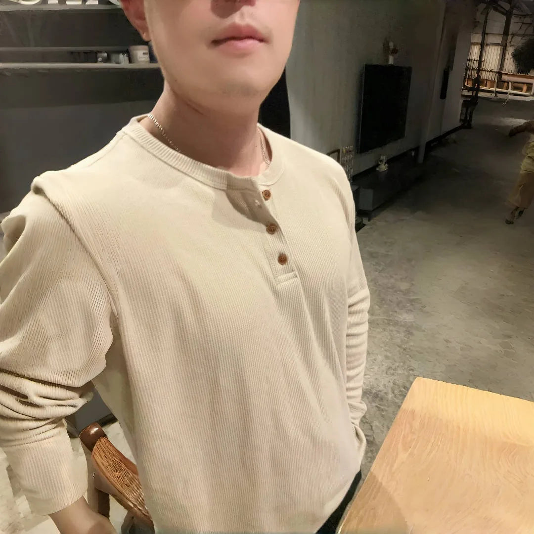 "Sole di Capri" – Slim Fit Henley T-shirt By Enzo Bellari®