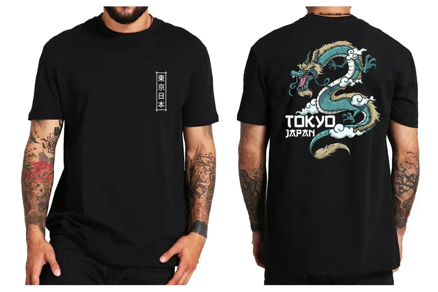 "Luna Dorata" – Dragon Japanese Back Print T-shirt By Enzo Bellari®