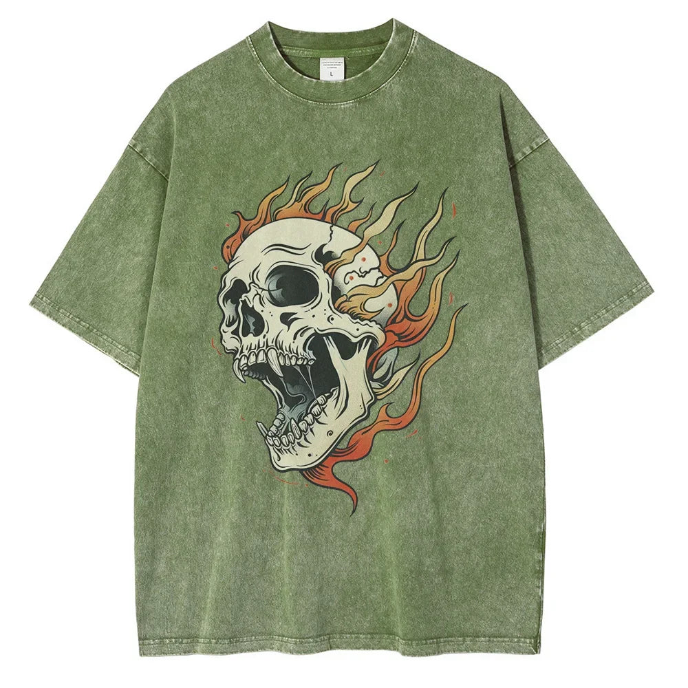 "Fiamma Nera" – Flame Skull Cotton Tee By Enzo Bellari®