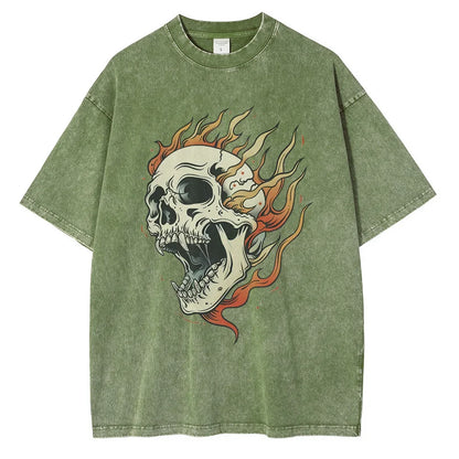 "Fiamma Nera" – Flame Skull Cotton Tee By Enzo Bellari®