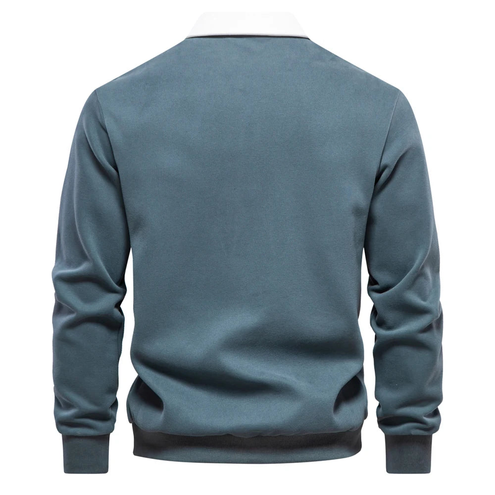 "Sole di Capri" – Polo Neck Cotton Sweatshirt By Enzo Bellari®
