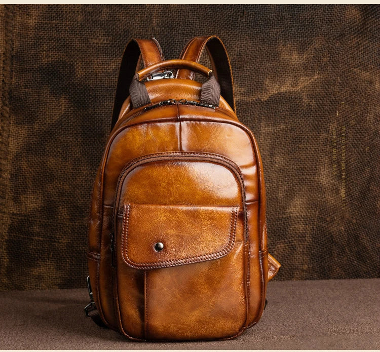 "Strada Vecchia" – Leather Retro Backpack By Enzo Bellari®