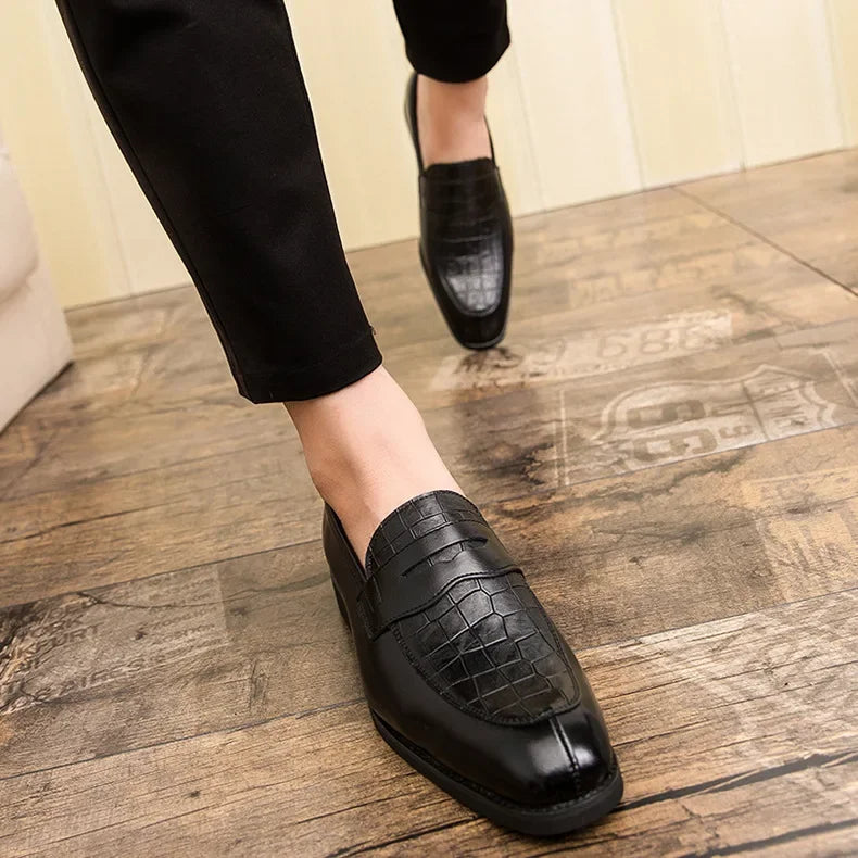 "Luna Dorata" – Crocodile Pattern Leather Loafers By Enzo Bellari®