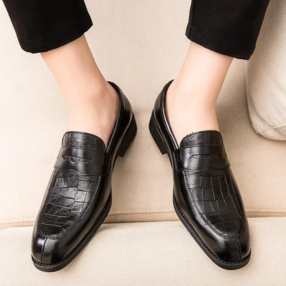 "Luna Dorata" – Crocodile Pattern Leather Loafers By Enzo Bellari®