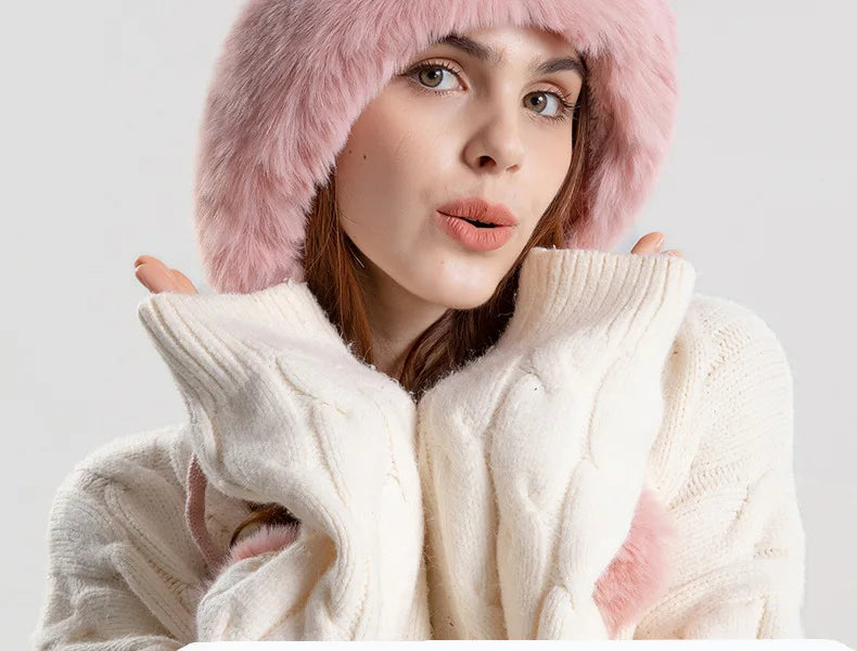 "Vera Luce" – Cat Ear Fur Pompom Beanie By Enzo Bellari®