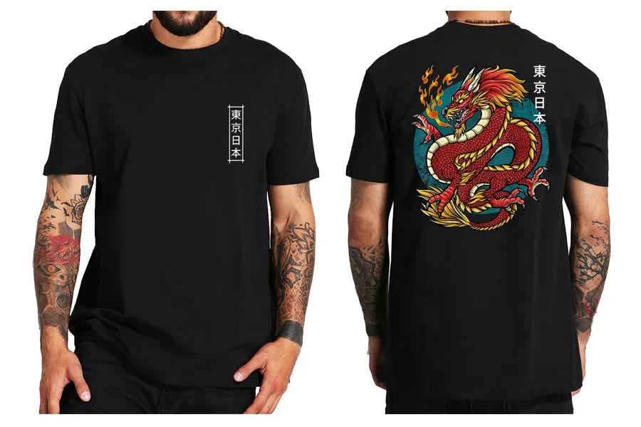 "Luna Dorata" – Dragon Japanese Back Print T-shirt By Enzo Bellari®
