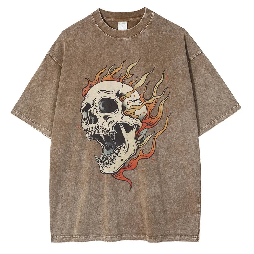 "Fiamma Nera" – Flame Skull Cotton Tee By Enzo Bellari®