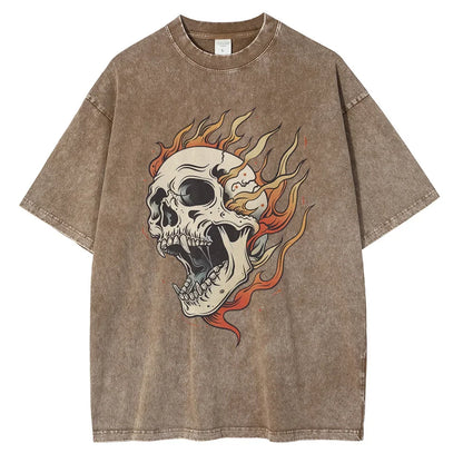 "Fiamma Nera" – Flame Skull Cotton Tee By Enzo Bellari®