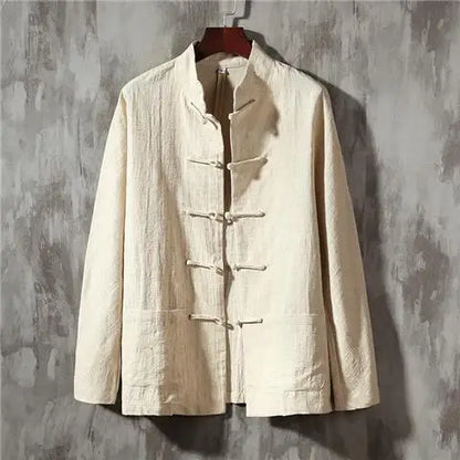 "Luna Dorata" – Vintage Stand Collar Linen Shirt By Enzo Bellari®