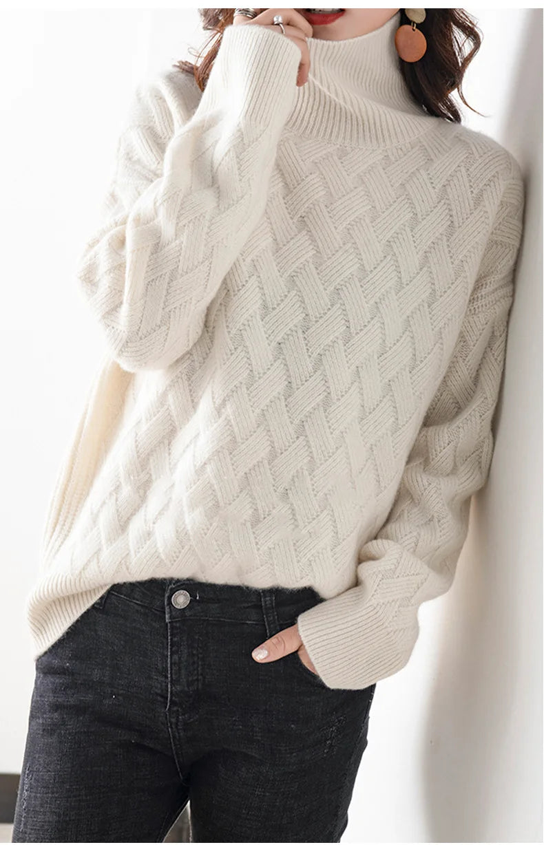 "Fior di Vento" – Oversized Turtleneck Knit Sweater By Enzo Bellari®