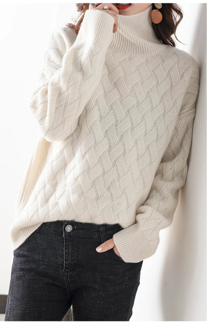 "Fior di Vento" – Oversized Turtleneck Knit Sweater By Enzo Bellari®