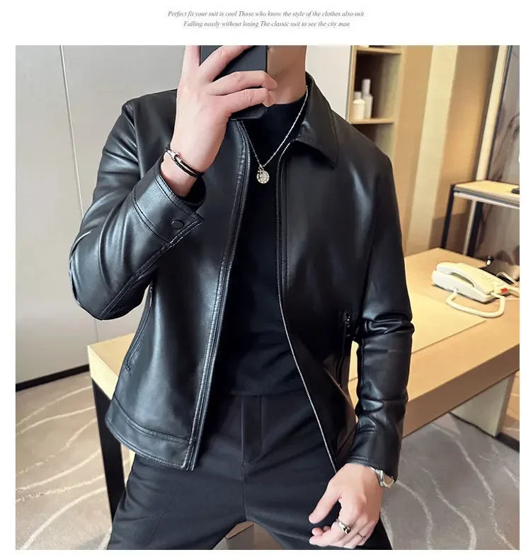 "Onda di Seta" – Leather Collared Business Jacket By Enzo Bellari®