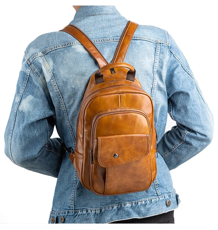 "Strada Vecchia" – Leather Retro Backpack By Enzo Bellari®