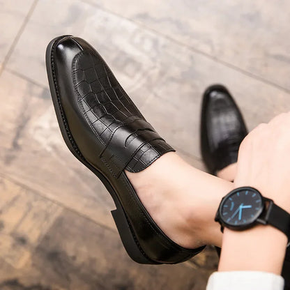 "Luna Dorata" – Crocodile Pattern Leather Loafers By Enzo Bellari®