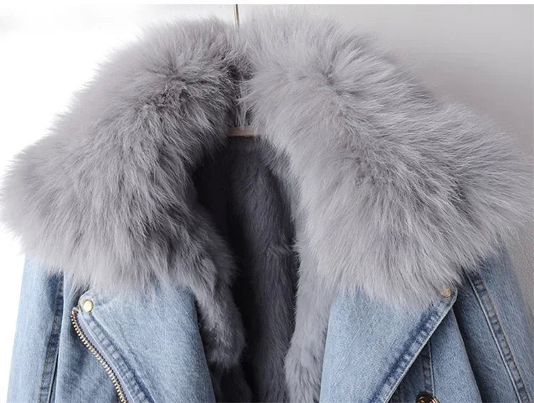 "Pelliccia Scura" – Denim Fox Fur Jacket By Enzo Bellari®