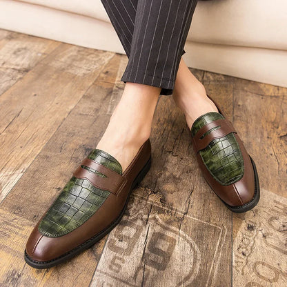 "Luna Dorata" – Crocodile Pattern Leather Loafers By Enzo Bellari®