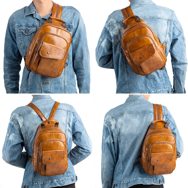 "Strada Vecchia" – Leather Retro Backpack By Enzo Bellari®