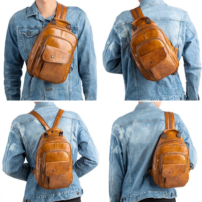 "Strada Vecchia" – Leather Retro Backpack By Enzo Bellari®