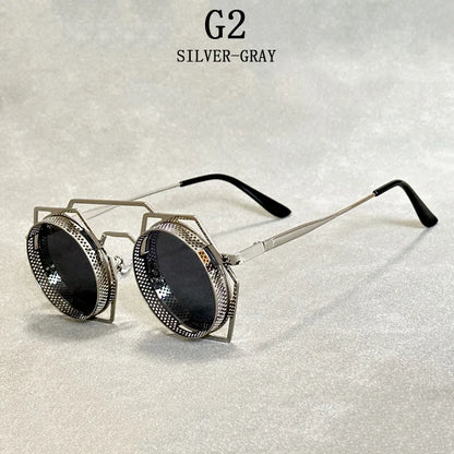 "Luna Dorata" – Metal Steampunk Round Sunglasses By Enzo Bellari®