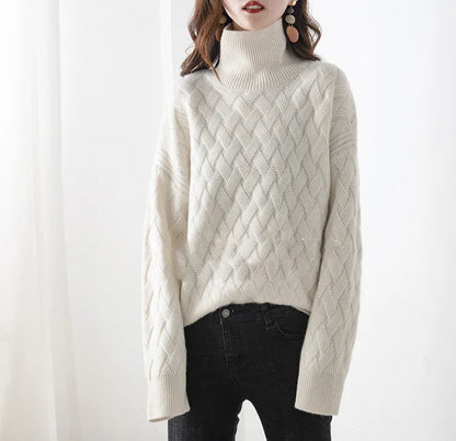 "Fior di Vento" – Oversized Turtleneck Knit Sweater By Enzo Bellari®