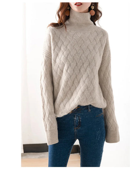 "Fior di Vento" – Oversized Turtleneck Knit Sweater By Enzo Bellari®