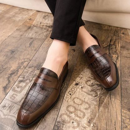 "Luna Dorata" – Crocodile Pattern Leather Loafers By Enzo Bellari®