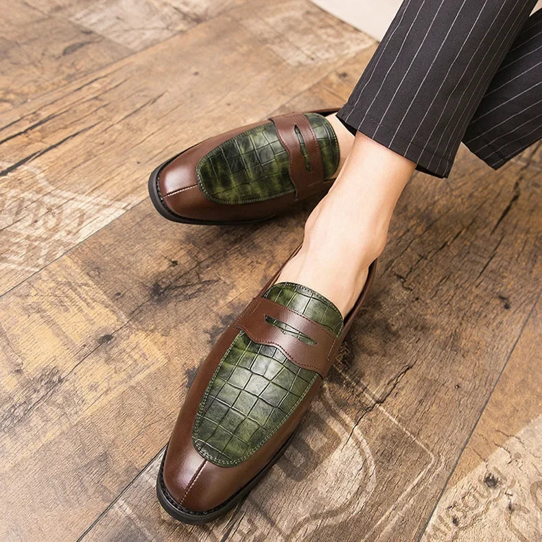 "Luna Dorata" – Crocodile Pattern Leather Loafers By Enzo Bellari®