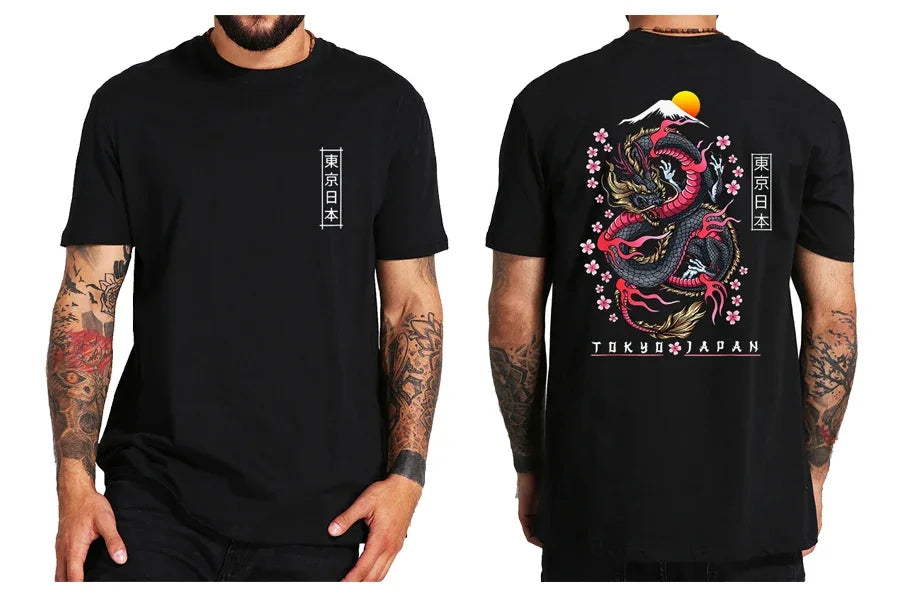 "Luna Dorata" – Dragon Japanese Back Print T-shirt By Enzo Bellari®