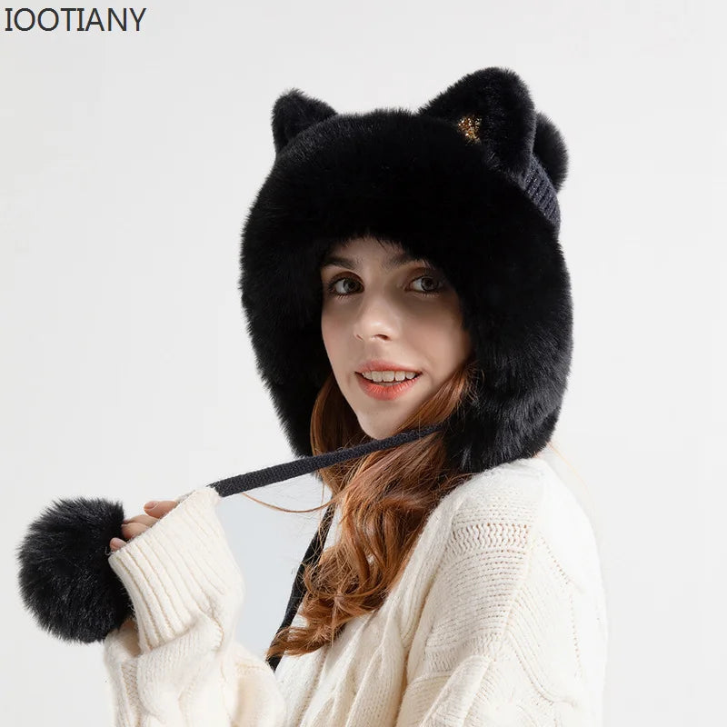 "Vera Luce" – Cat Ear Fur Pompom Beanie By Enzo Bellari®