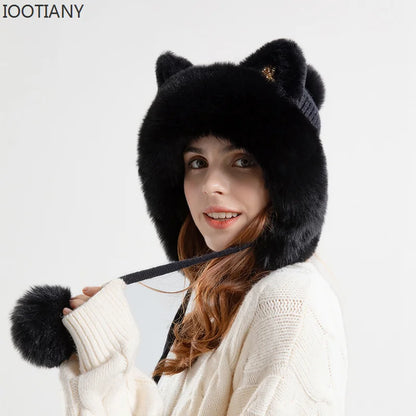 "Vera Luce" – Cat Ear Fur Pompom Beanie By Enzo Bellari®