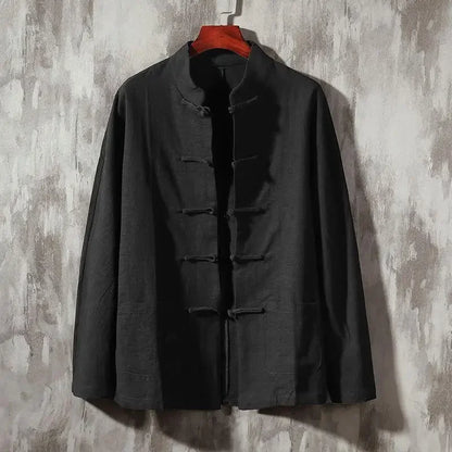 "Luna Dorata" – Vintage Stand Collar Linen Shirt By Enzo Bellari®