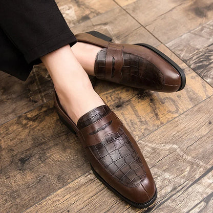 "Luna Dorata" – Crocodile Pattern Leather Loafers By Enzo Bellari®