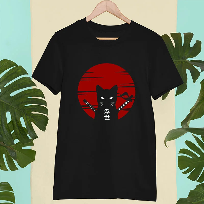 "Luce di Mare" – Samurai Cat Ukiyoe T-shirt By Enzo Bellari®