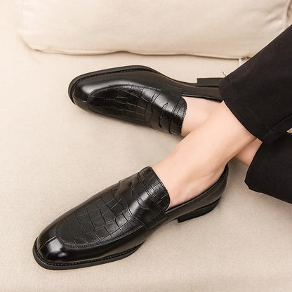 "Luna Dorata" – Crocodile Pattern Leather Loafers By Enzo Bellari®