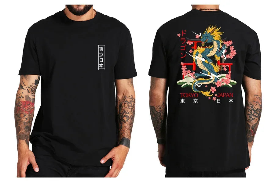 "Luna Dorata" – Dragon Japanese Back Print T-shirt By Enzo Bellari®