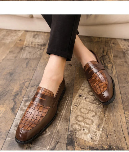 "Luna Dorata" – Crocodile Pattern Leather Loafers By Enzo Bellari®