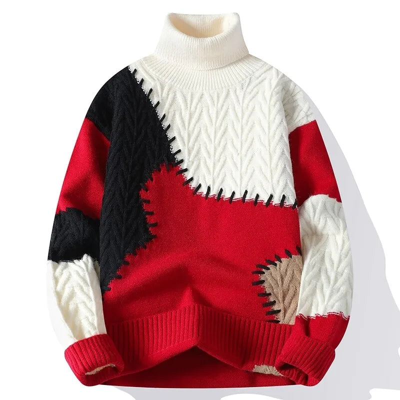 "Luna Dorata" – Patchwork Turtleneck Sweater By Enzo Bellari®