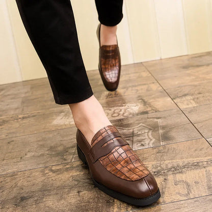 "Luna Dorata" – Crocodile Pattern Leather Loafers By Enzo Bellari®