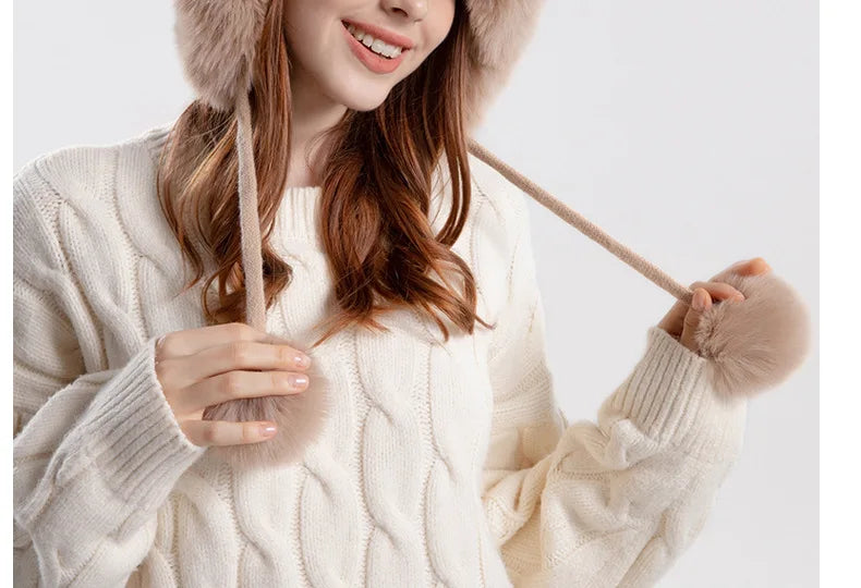 "Vera Luce" – Cat Ear Fur Pompom Beanie By Enzo Bellari®