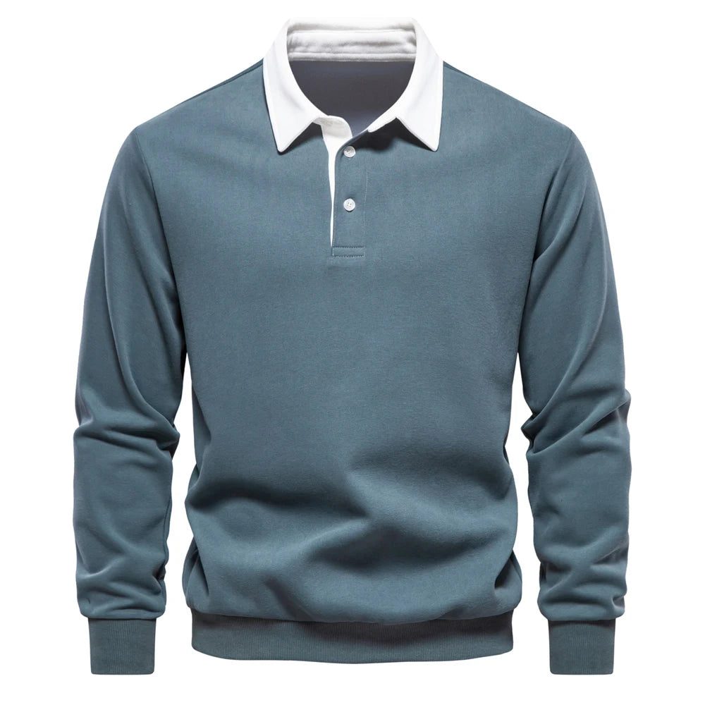 "Sole di Capri" – Polo Neck Cotton Sweatshirt By Enzo Bellari®